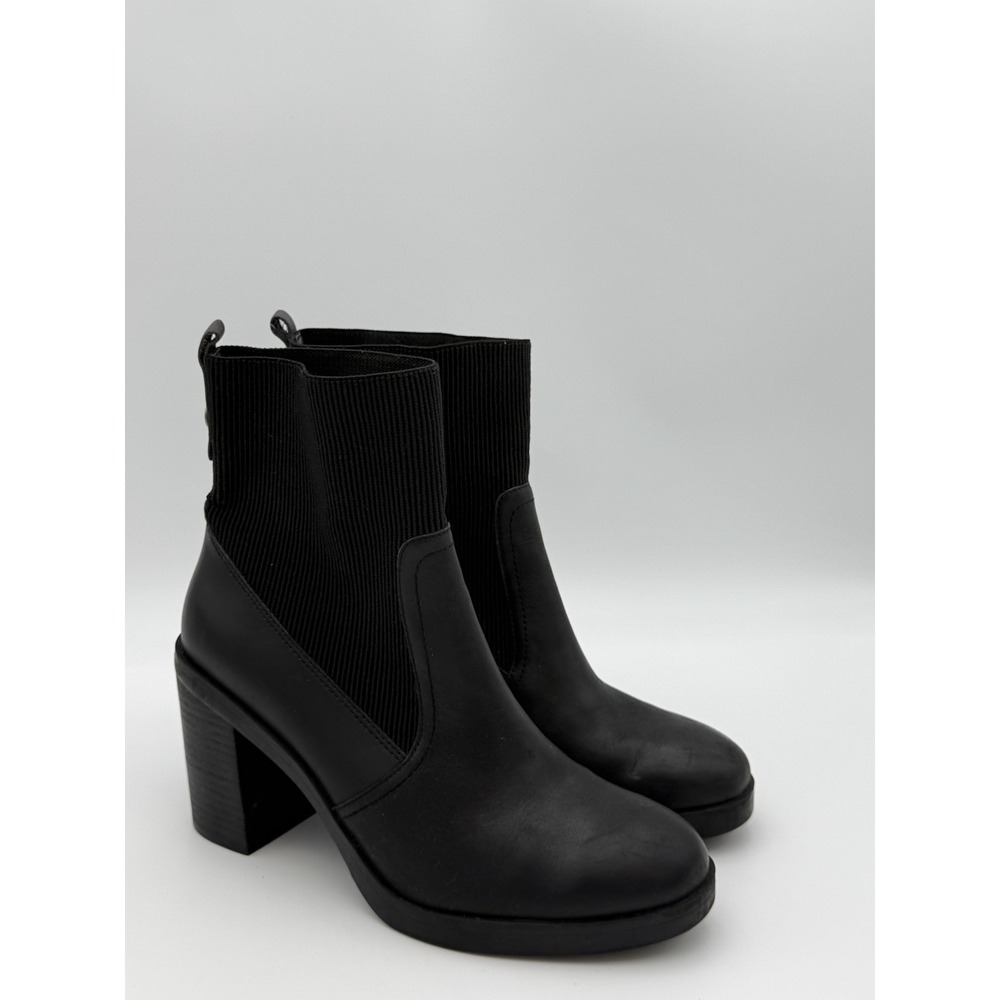 Crown Vintage Black Leather Ankle Stretch Boots Size 9 W Whinsygoth/Grunge/Retro - Picture 2 of 10